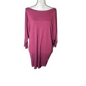 Wantable Women's Size Large Burgundy 3/4 Dolman Sleeve Modal T-shirt Dress